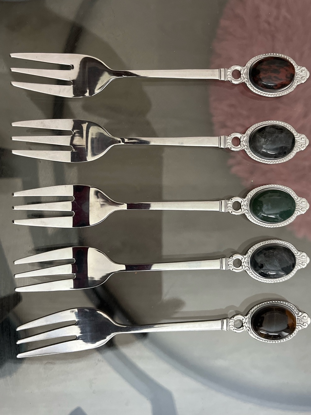Vintage Inspired Gemstone Fork Set | Tea Party Crystal Flatware Bundle